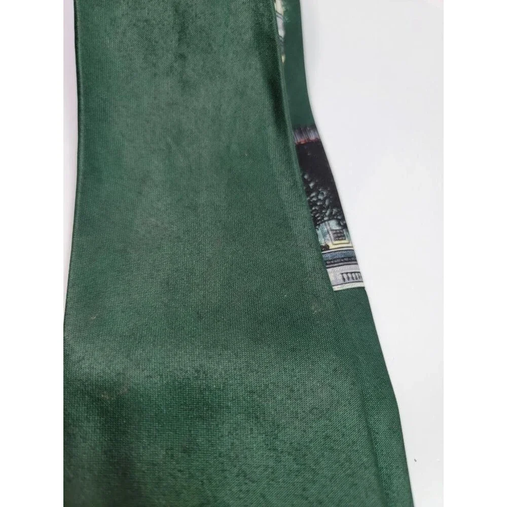 Rene Chagal Mens Tie Green White House Cannon Military Patriotic Polyester